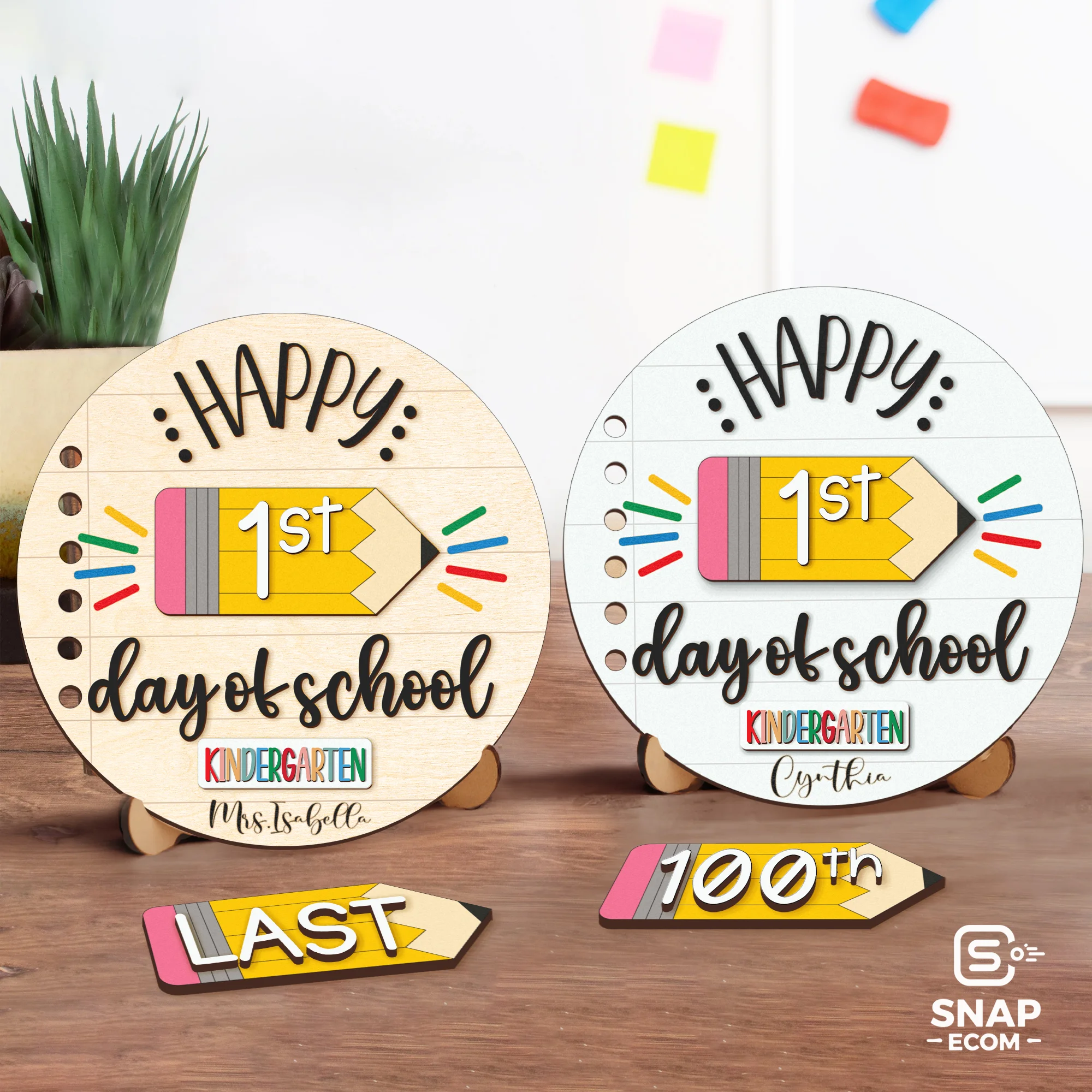 Persionalized First Last Day of School Sign Round Wood - 2 layers - 5