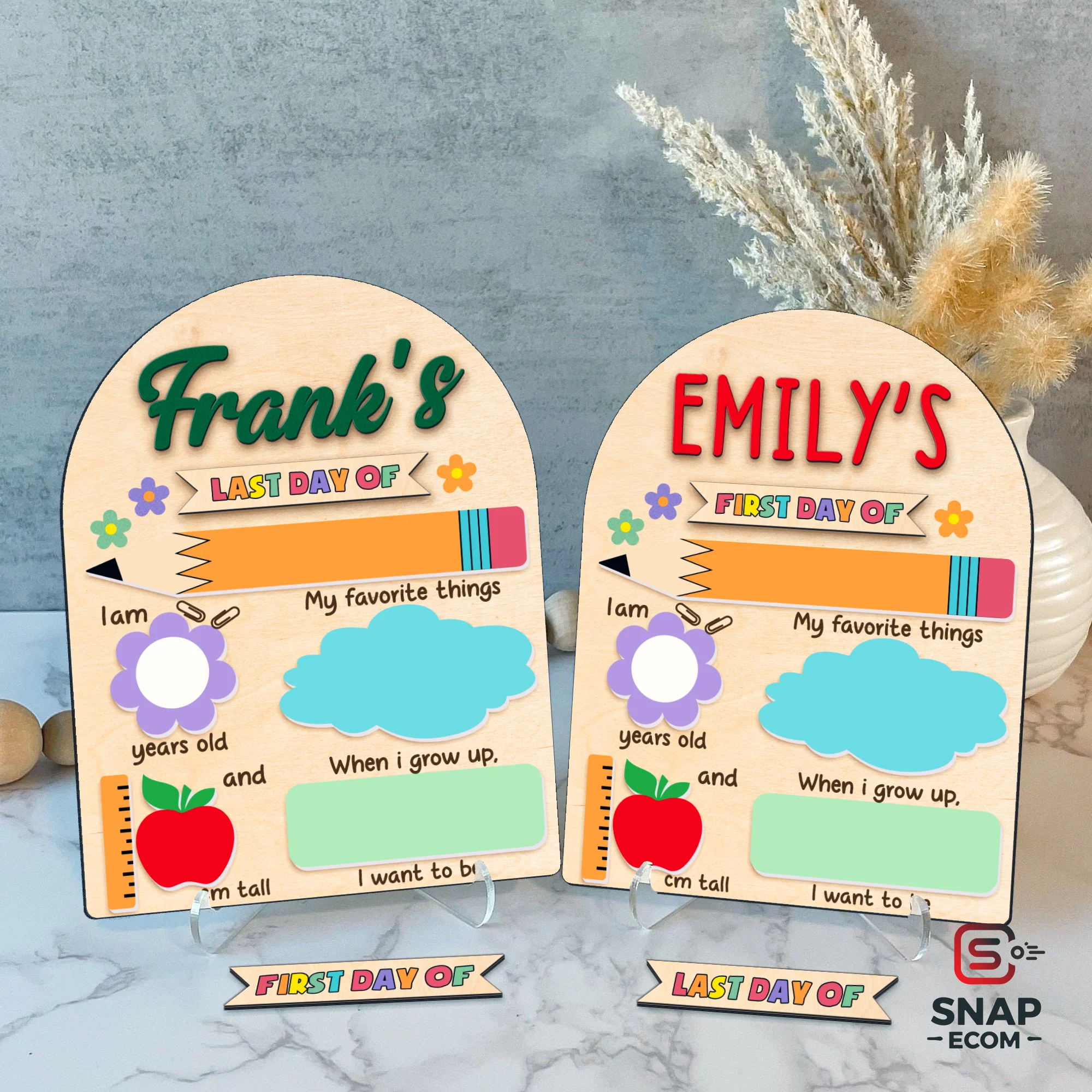 Persionalized First/ Last Day of School Sign Mix Wood and Acrylic - 2 layers - 5