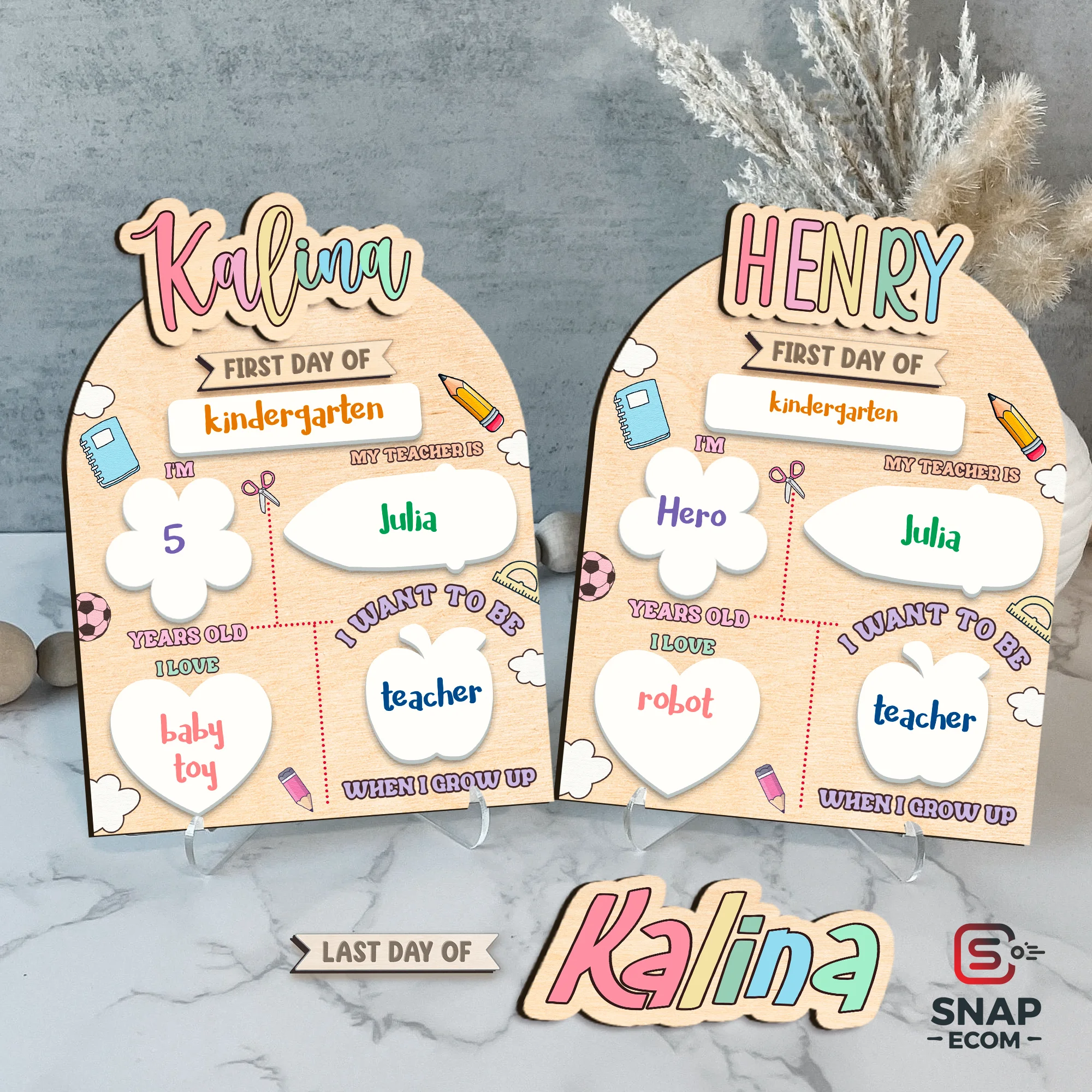 Persionalized First/ Last Day of School Sign Mix Wood and Acrylic - 2 layers - 7