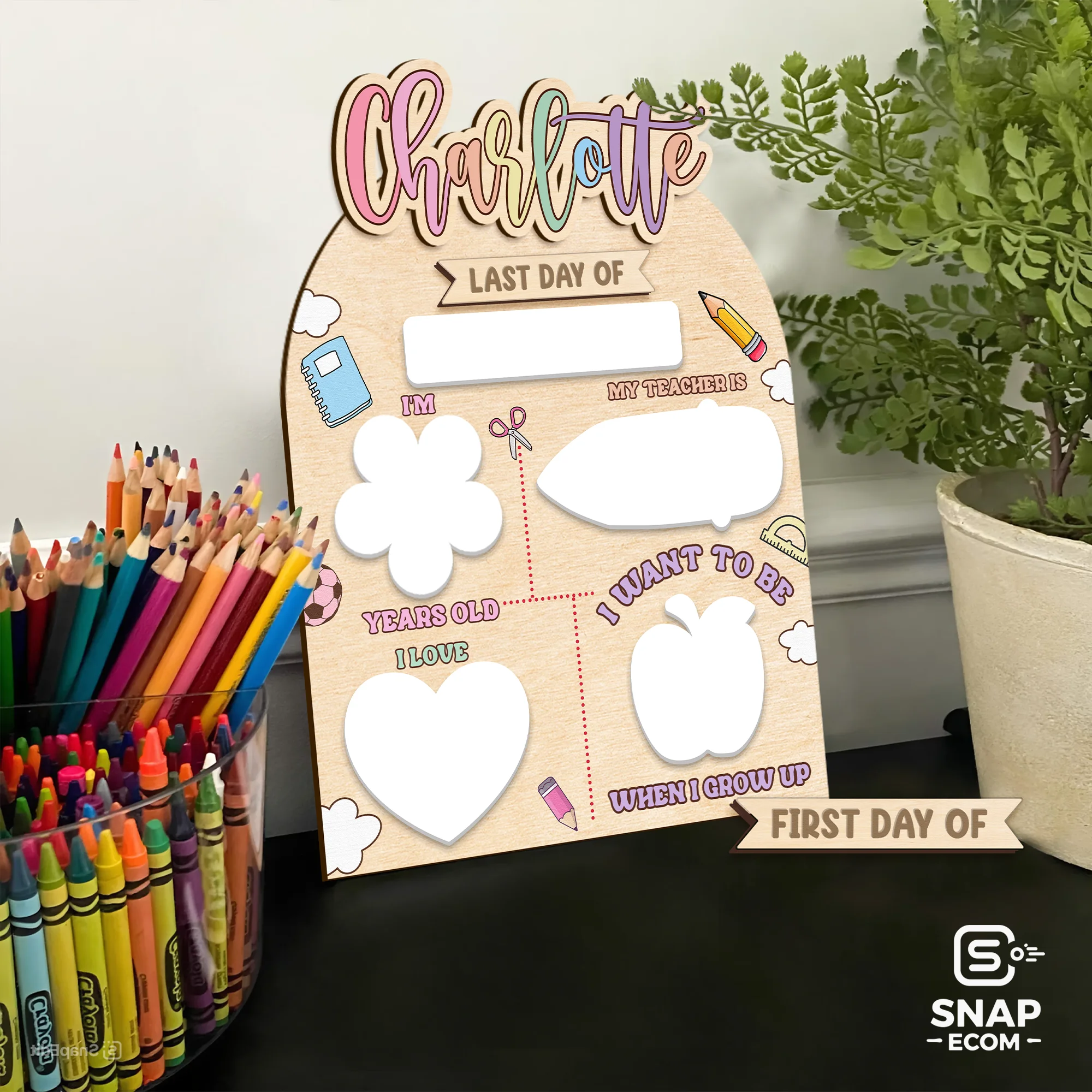 Persionalized First/ Last Day of School Sign Mix Wood and Acrylic - 2 layers - 9